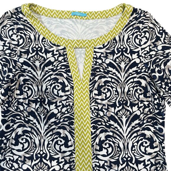 J. McLaughlin Catalina Cloth Dress Women's Size Large Front Keyhole Preppy - Picture 2 of 12